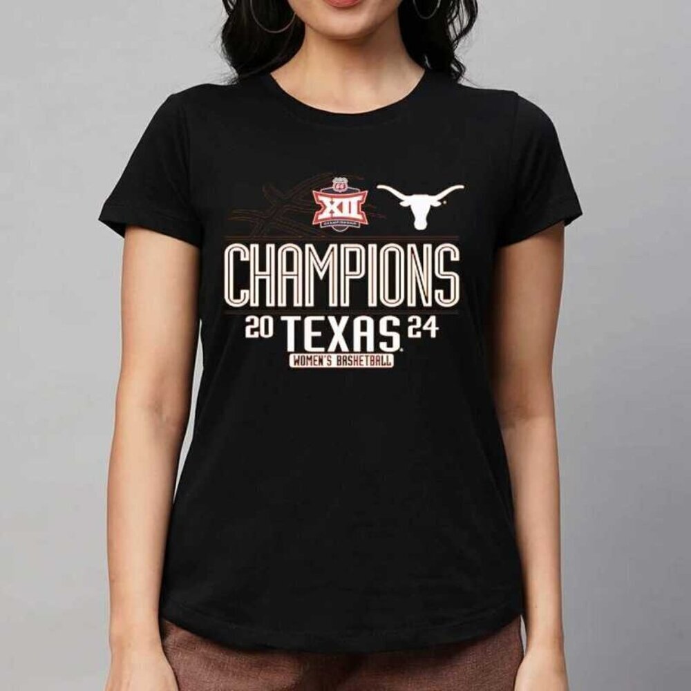 Texas Longhorns 224 Big 12 Champions Graphic T-Shirt Basketball NCAA Fan Gift
